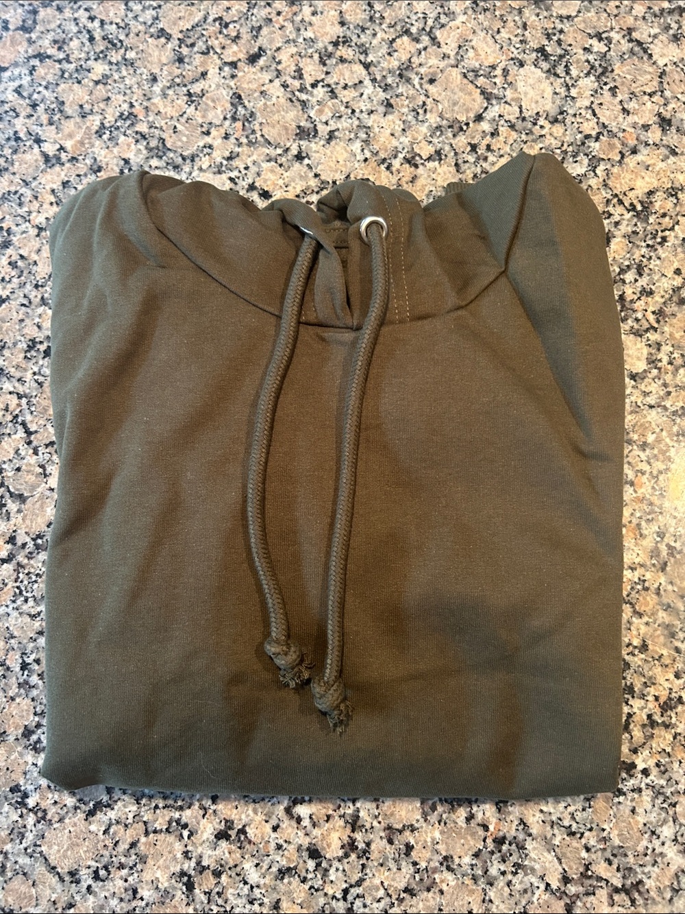 Men's Olive Green Pullover Hoodie with Drawstring Hood